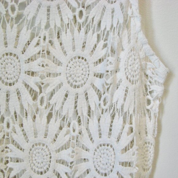 Forever 21 White Floral Crochet Lace Bathing Suit Bikini Cover Up Daisy Medium - Picture 6 of 13